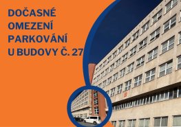 Upozornění na omezení parkování u budovy č. 27 v Pardubické nemocnici